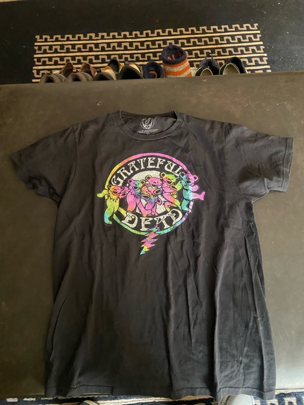 Grateful Dead Black T-Shirt with White Skull Logo